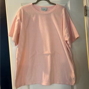 Light pink cotton terry cloth drop shoulder tee shirt size large